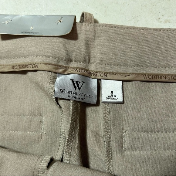New Worthington Pants Womens 8 Beige Khaki Modern Fit Trouser Leg BNWT - Picture 2 of 4